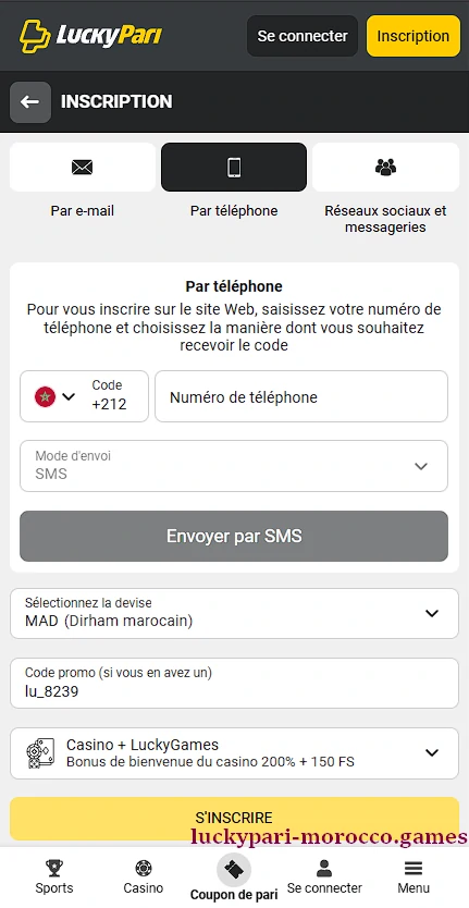 Formulaire inscription par téléphone